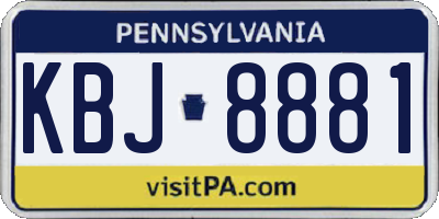 PA license plate KBJ8881