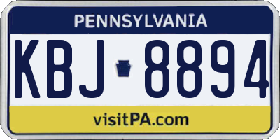 PA license plate KBJ8894