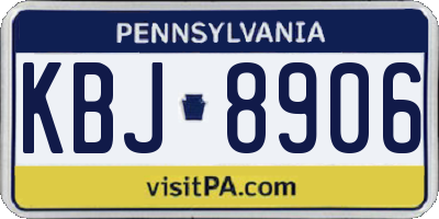 PA license plate KBJ8906