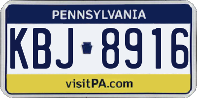 PA license plate KBJ8916