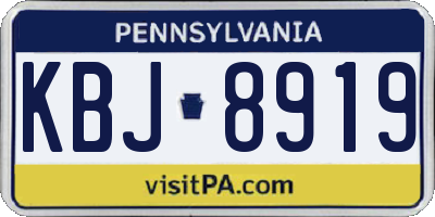 PA license plate KBJ8919