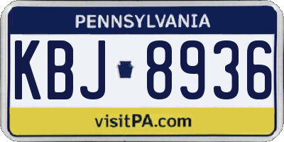 PA license plate KBJ8936