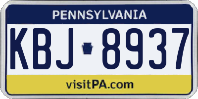 PA license plate KBJ8937