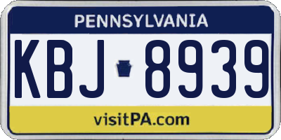 PA license plate KBJ8939