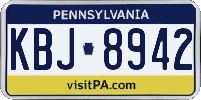 PA license plate KBJ8942