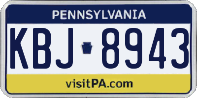 PA license plate KBJ8943