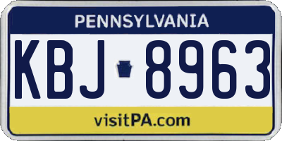 PA license plate KBJ8963