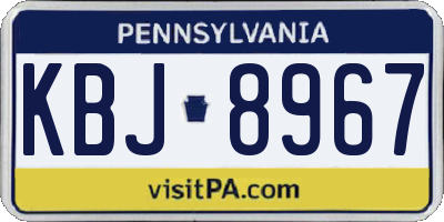 PA license plate KBJ8967