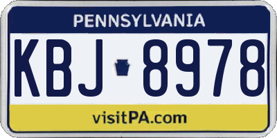 PA license plate KBJ8978