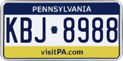 PA license plate KBJ8988