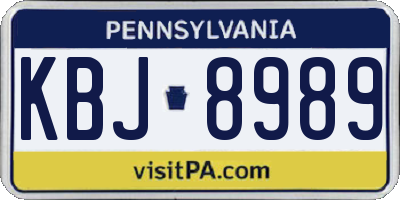PA license plate KBJ8989
