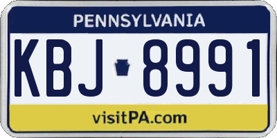 PA license plate KBJ8991