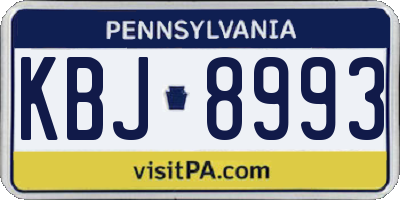 PA license plate KBJ8993