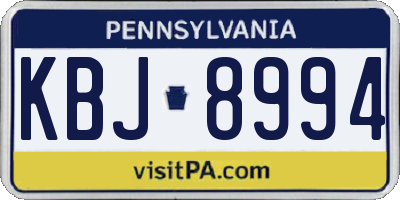 PA license plate KBJ8994