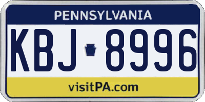 PA license plate KBJ8996