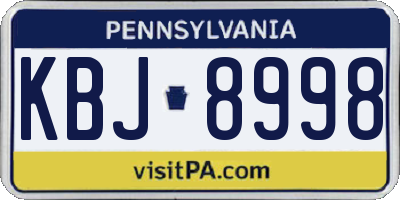 PA license plate KBJ8998
