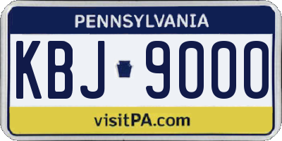 PA license plate KBJ9000