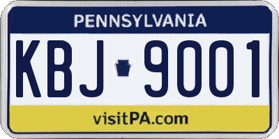 PA license plate KBJ9001