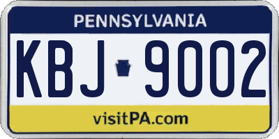 PA license plate KBJ9002