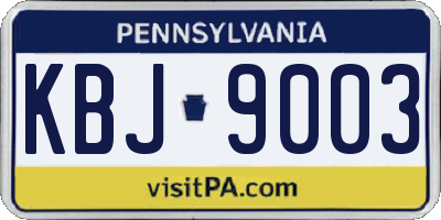 PA license plate KBJ9003