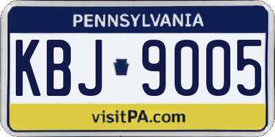 PA license plate KBJ9005