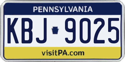 PA license plate KBJ9025