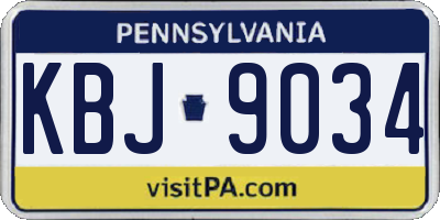 PA license plate KBJ9034