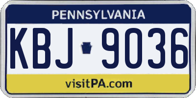 PA license plate KBJ9036