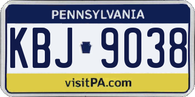 PA license plate KBJ9038