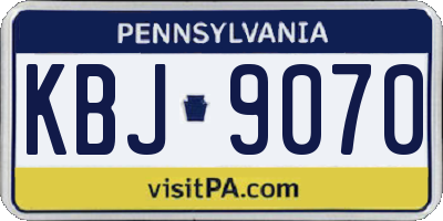 PA license plate KBJ9070