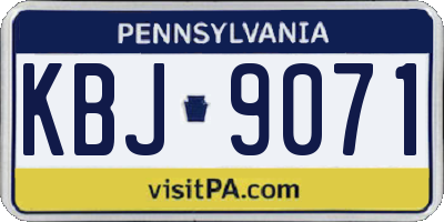 PA license plate KBJ9071