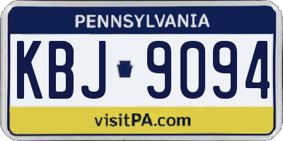 PA license plate KBJ9094