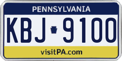 PA license plate KBJ9100