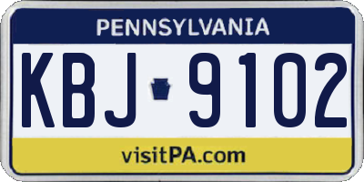 PA license plate KBJ9102