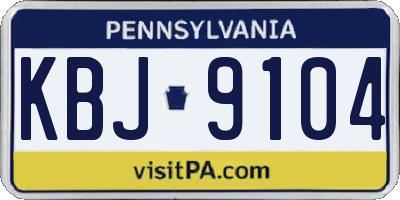 PA license plate KBJ9104