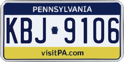 PA license plate KBJ9106