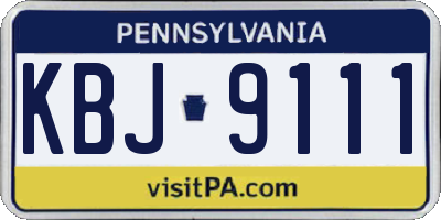 PA license plate KBJ9111
