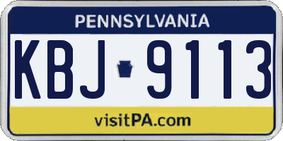 PA license plate KBJ9113