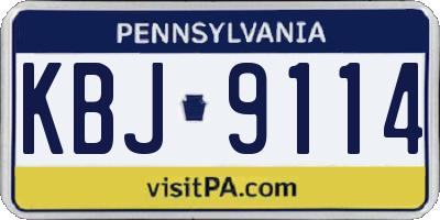 PA license plate KBJ9114