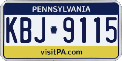 PA license plate KBJ9115