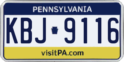 PA license plate KBJ9116