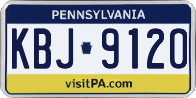 PA license plate KBJ9120