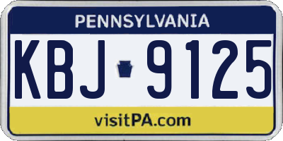 PA license plate KBJ9125