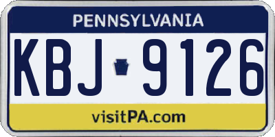 PA license plate KBJ9126