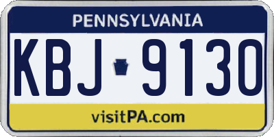 PA license plate KBJ9130