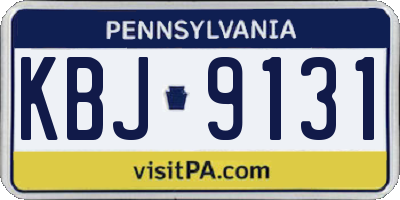 PA license plate KBJ9131