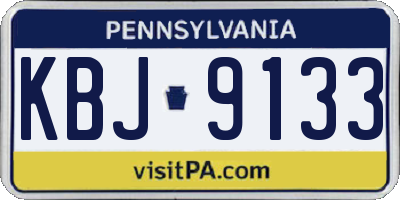 PA license plate KBJ9133