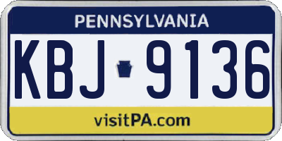 PA license plate KBJ9136