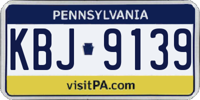 PA license plate KBJ9139
