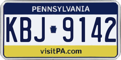 PA license plate KBJ9142